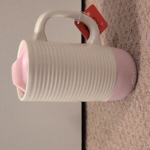 Ello White and Pink Ceramic Travel Mug 14 Oz NWT